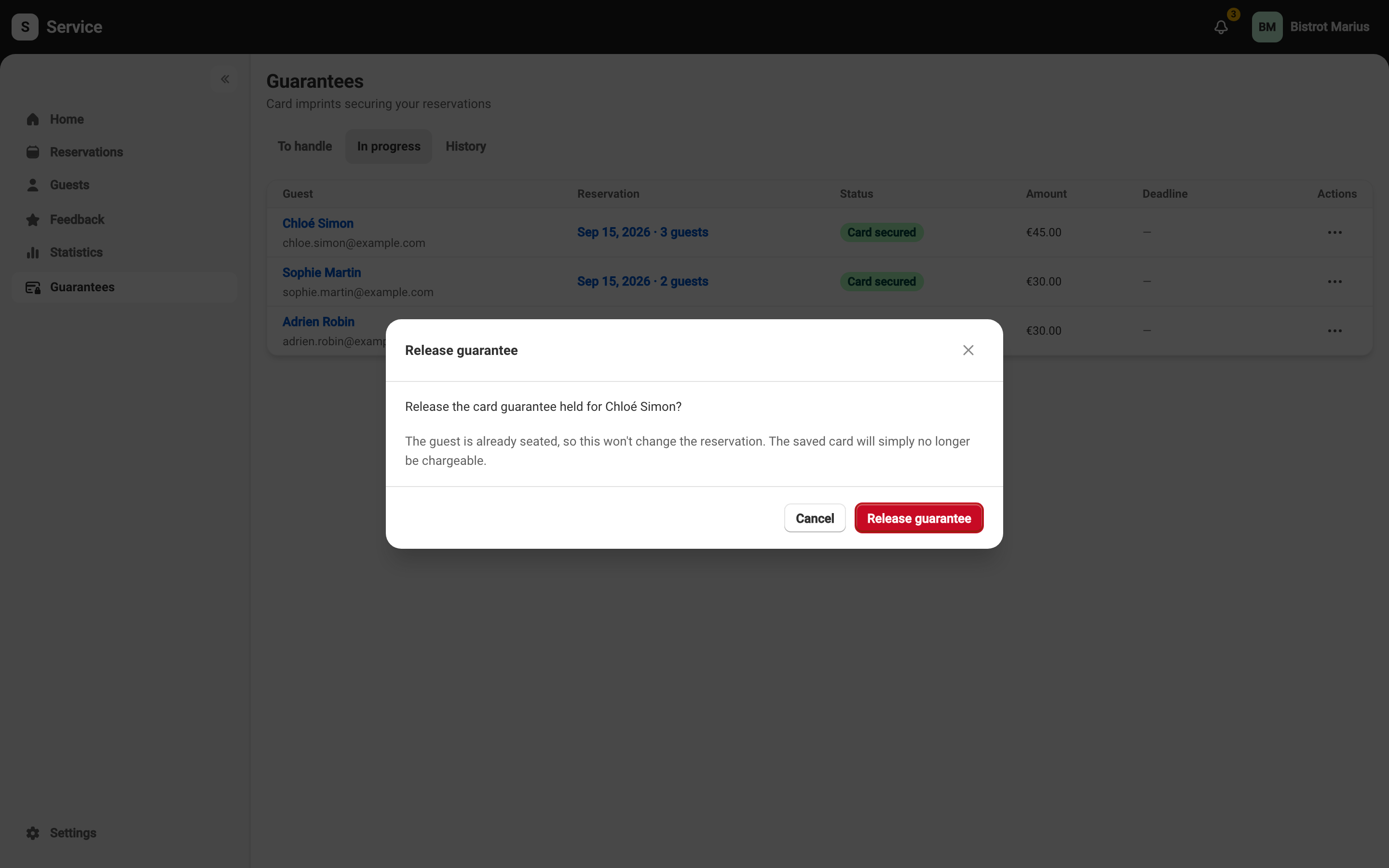The release window for a guarantee, explaining the card will no longer be chargeable.